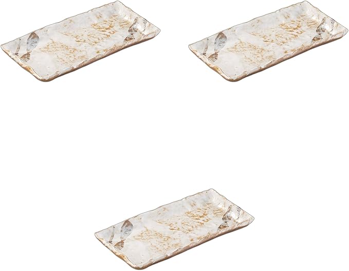 Setomonohonpo Set of 3 with Akatsuki Shino Serving Plates [8.3 x 4.2 x 0.7 inches (21.2 x 10.7 x 1.8 cm)] | Appetizer Plate Porcelain