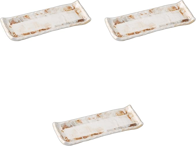 Setomonohonpo, Set of 3, Serving Plate with Cotton Swab, 9.4 x 3.8 x 1.1 inches (24 x 9.7 x 2.7 cm), Appetizer Plate, Porcelain