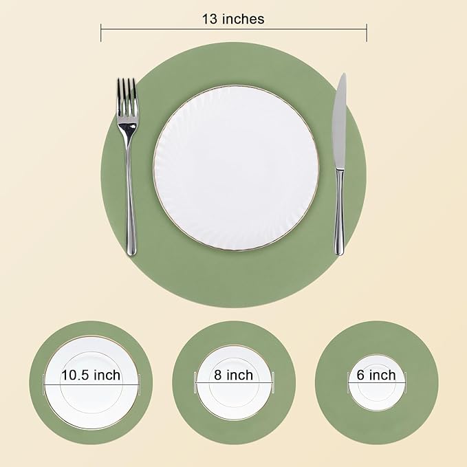 SHACOS 100 PCS Round Paper Placemats 13 inch Disposable Paper Place Mats for Dinner Wedding Birthday Party Festival Table Decoration Indoor Outdoor, Sage Green