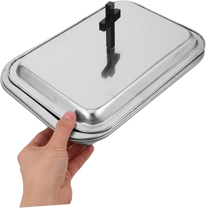 VALICLUD 1set Stainless Steel Communion Tray Cup Holders and Cover Multi-functional Serving Plate for Religious Ceremonies Family Gatherings and Church Supplies