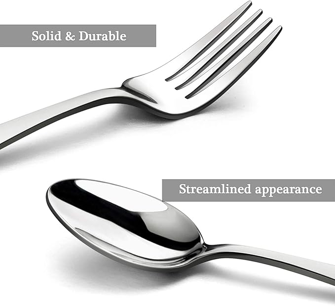 HornTide 16-Piece Flatware Sets Dinner Knife Fork Spoon Teaspoon 4-Piece Place Setting Service for 4 Person Stainless Steel Mirror Polishing