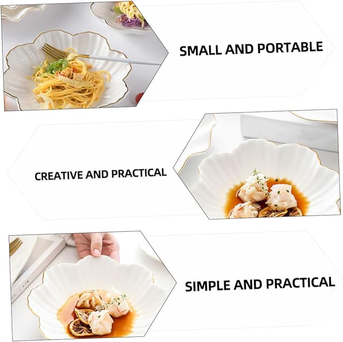 Amosfun Ceramic Serving Plate White Food Storage Dish Home Kitchen Tableware for Appetizers Salads and Pasta Microwave Safe