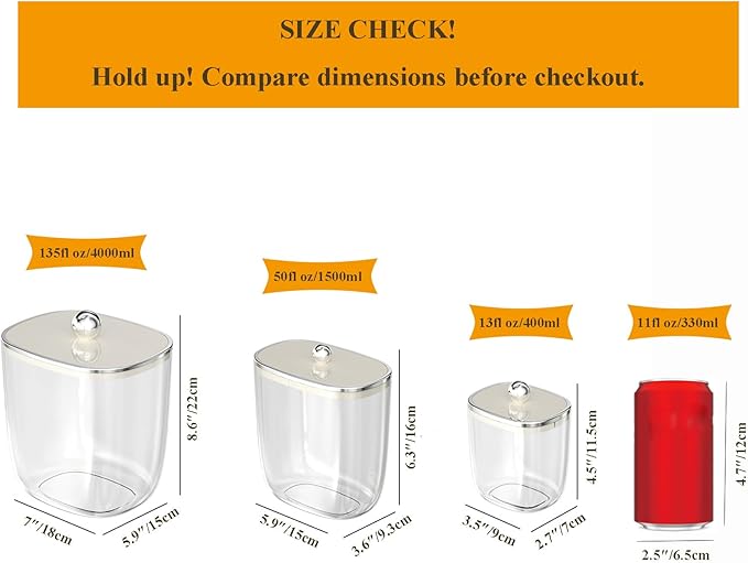 50oz Plastic Candy Dish with Lid for Office Desk, Cookie Storage Jar for Kitchen Counter, Plastic Apothecary Jar for Cotton Swabs, Balls, Cotton Pads, Floss Picks, Clear Lid, 1500ml