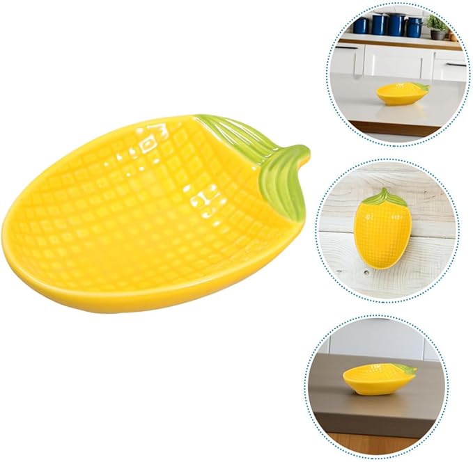 Ciieeo 2pcs Creative Dessert Salad Plate Ceramic Dipping Saucer Snack Serving Dish Corn Shape Tray for Bbq Thanksgiving