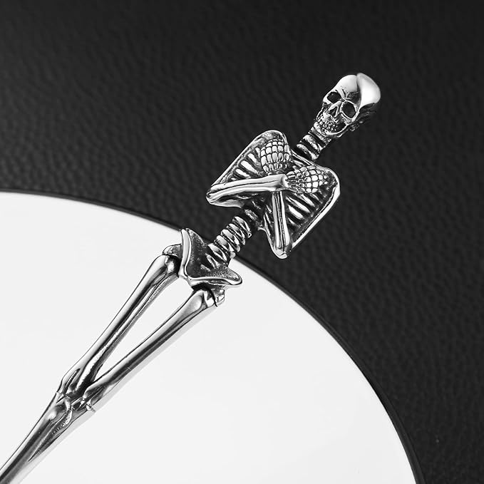 HZMAN Dinner Fork Stainless Steel Flatware Fork Gothic Skull Tableware for Home Kitchen Restaurant Halloween Easter Decoration