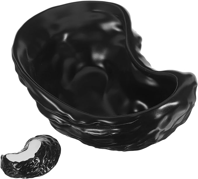 Zerodeko Ceramic Oyster Shell Serving Plate Matte Black Appetizer Dish Food Tray Dessert Server Creative Seafood Platter for Home Dining