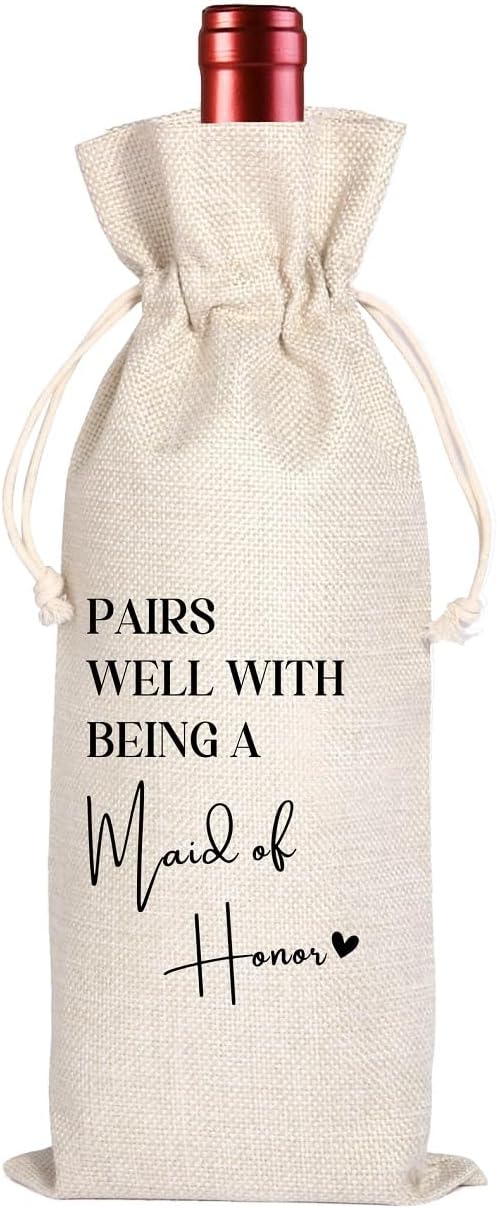 Bridesmaid Wine Bag, Engagement Gifts for Couples, Maid of Honor Gift, Personalized Bridesmaid Wine Bag, Pairs Well with Being a Maid of Honor