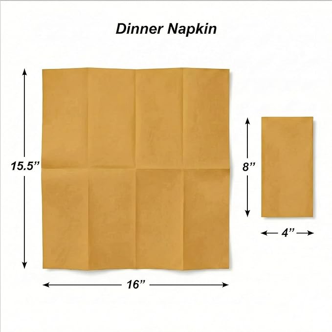 AMERICAN HOMESTEAD Paper Napkins - Gold Disposable Linen-Like Dinner Napkins - Restaurant-Quality Table Serviettes for Weddings, Parties, and Events - 15.75" x 15.75" - 50 Count