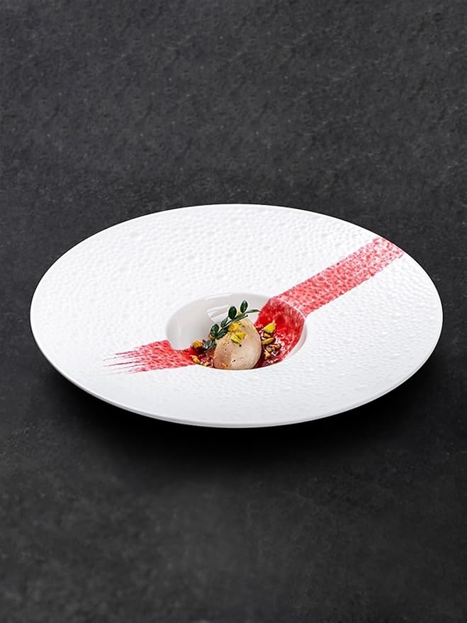 Appetizer Plates Creative Stone Pattern Ceramic Western Food Plate Restaurant White Plate Caviar Plate Cheap Plates(A)
