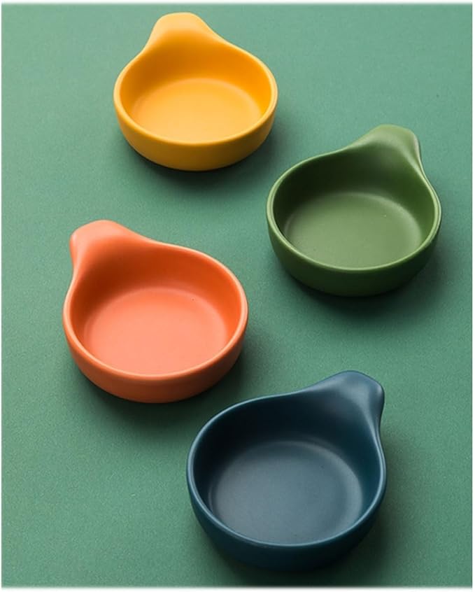 FAREWELL Dipping Bowls Dip Bowl Set Ceramic Condiment Dishes Sushi Bowl Condiment Plate Appetizer Plate Soy Sauce with Handle 5pc Soy Sauce Plate Appetizer Bowls (Color : C)