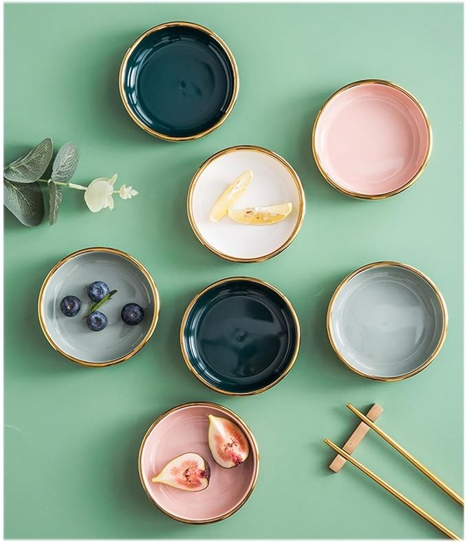 FAREWELL Dipping Bowls Dipping Bowl Set 5pcs Round Seasoning Plate Ceramic Small Bowl Dipping Sauce Dried Fruit Nut Candy Plate Appetizer Bowls (Color : D)