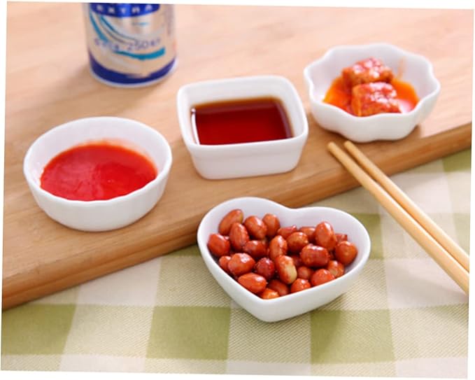 2PCS White Ceramic Dishes Japanese Style Square Appetizer Plates for Dipping Sauces Seasoning and Condiments Easy to Clean Porcelain Kitchen Serving Dish