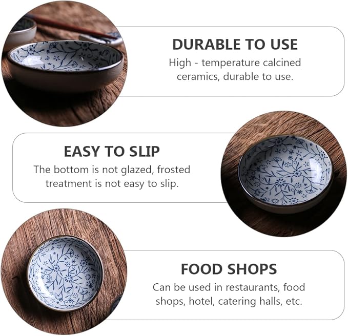 3pcs Ceramic Sauce Dish Kitchen Snack Plates Soy Sauce Bowls Appetizer Serving Tray