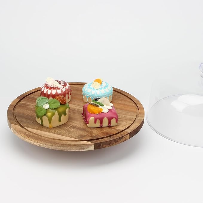 11 Inch Clear Cake Dome Cover, Acrylic Round Cake Stand Cover, Pastry Display Cloche for Food Plastic, Cake Cover Lid for Cake Stand Cake Plate Display Serving Platter, without Base