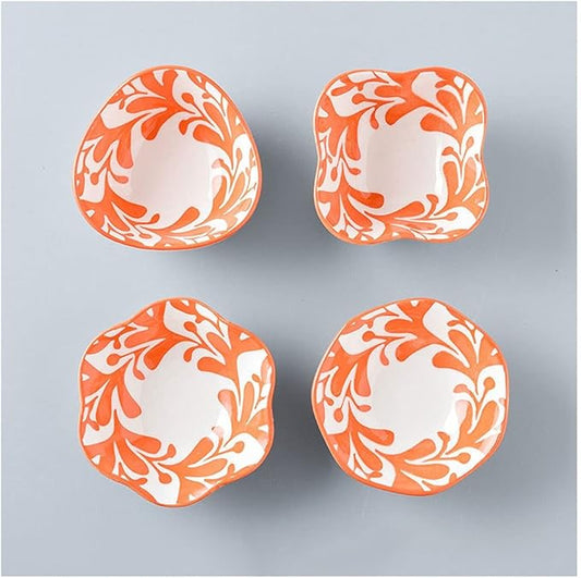 Salad plate Ceramic Sauce Dishes Set of 4 Japanese Style Sushi Dipping Bowls Appetizer Serving Dishes for Vinegar Soy Sauce Kitchen Snack Seasoning Dishes plat