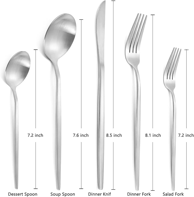Silverware Set, LAZAHOME Stainless Steel Flatware Cutlery Set Service for 4, 20-Piece Kitchen Utensil Set Include Spoons And Forks Set, Satin Polished Finished, Dishwasher Safe.