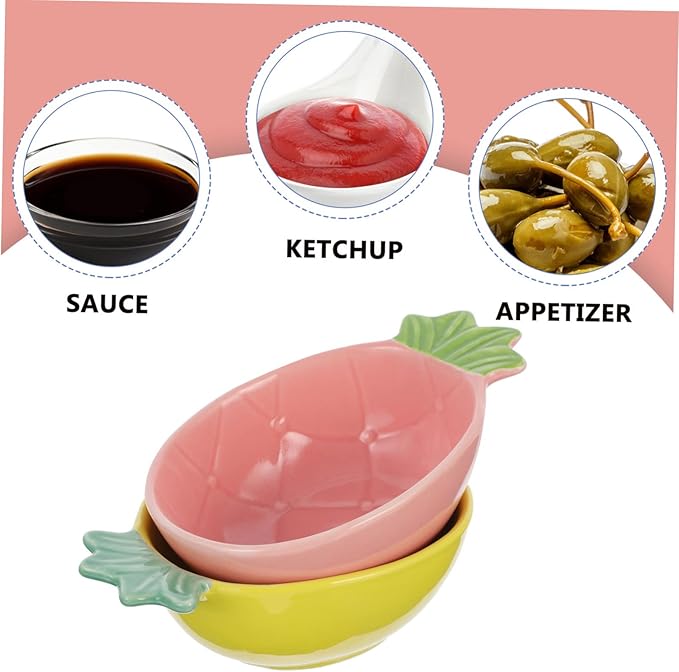 ABOOFAN 2pcs Pineapple Shape Ceramic Seasoning Dish Set Food Sauce Plates for Appetizers Versatile Flavor Dishes for Home Use for Soy Sauce and Vinegar