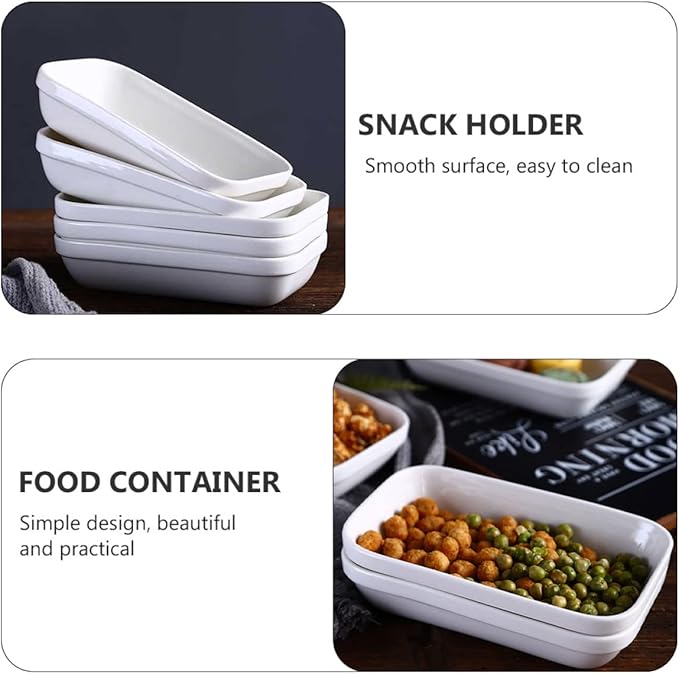 1pc Ceramic Snack Holder Plate Rectangular Food Container for Appetizers Desserts and Fruits Design for Home Restaurant and Buffet Use