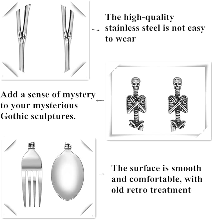 Skeleton Skull Stainless Steel Fork Flatware Tableware Design Modern Look Great Gifts For Halloween Easter and Christmas (Fork)