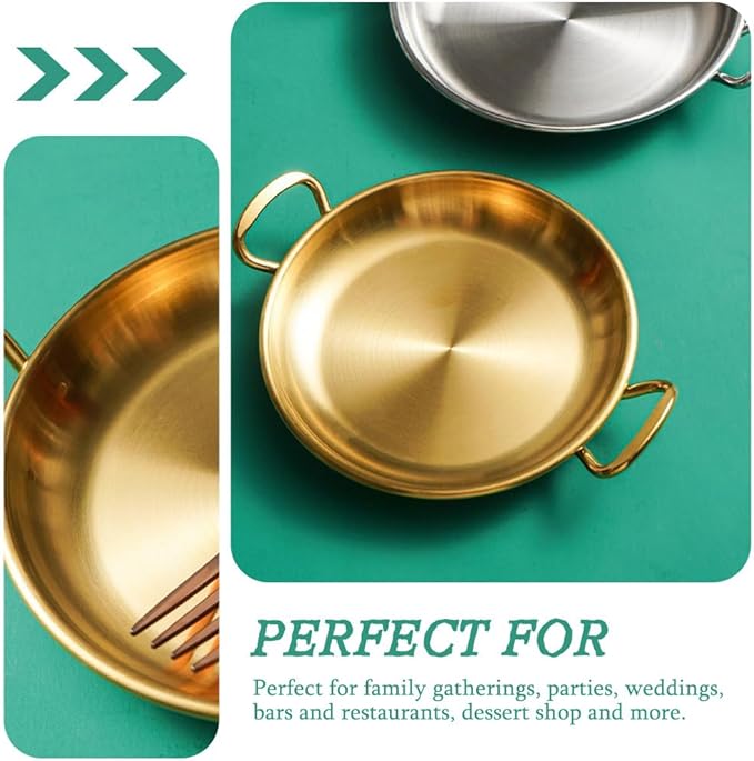 Ciieeo Stainless Steel Seafood Pot with Double Handles 7.16X5.59 Inch Silver Serving Tray for Home Restaurant Party Divided Snack and Fried Chicken Dish