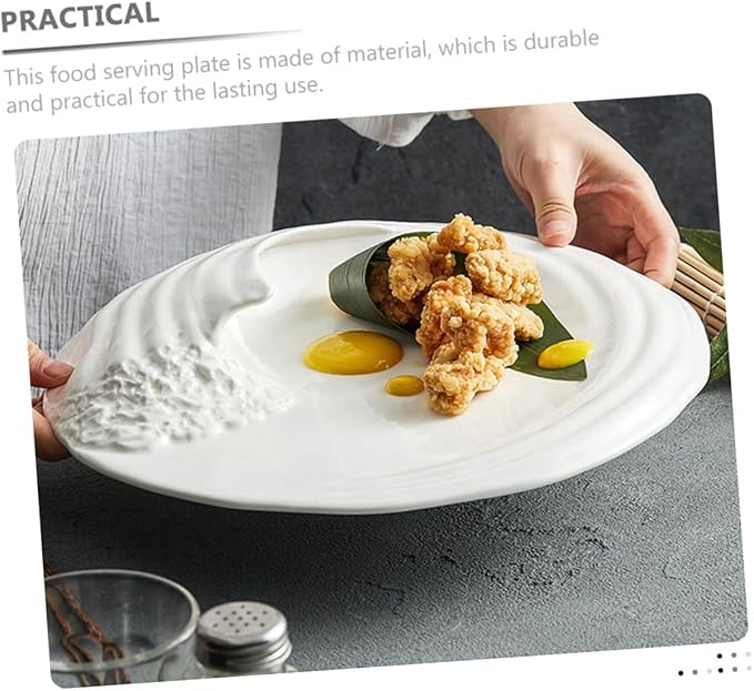 Healifty Ceramic Food Serving Plate Creative Western Snack Dish Unique Porcelain for Restaurants and Home Use Easy to Clean for Appetizers