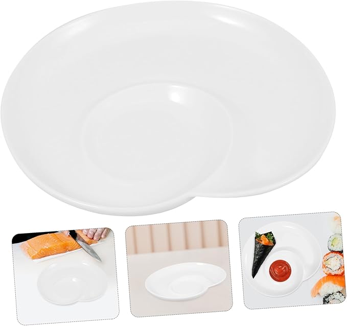 Alipis Divided Ceramic Dumpling Plate with Sauce Dish Elegant Shell-shaped Food Tray for Sushi Appetizers and Snacks for Home and Restaurant Use