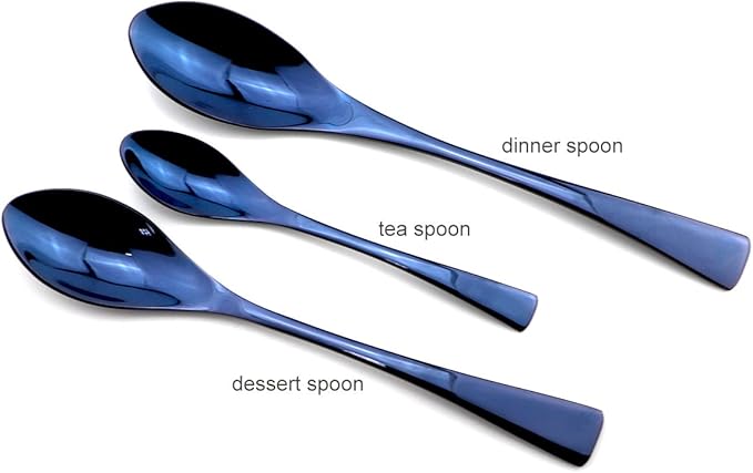 JASHII Luxury Jubilee Blue Flatware Set 20-Piece Iridescent Silverware Sets Replace Black Mirror Polished, 18/10 Stainless Steel Utensils For 4, Dinner Knife Fork Fork w/DESSERT COFFEE Spoon