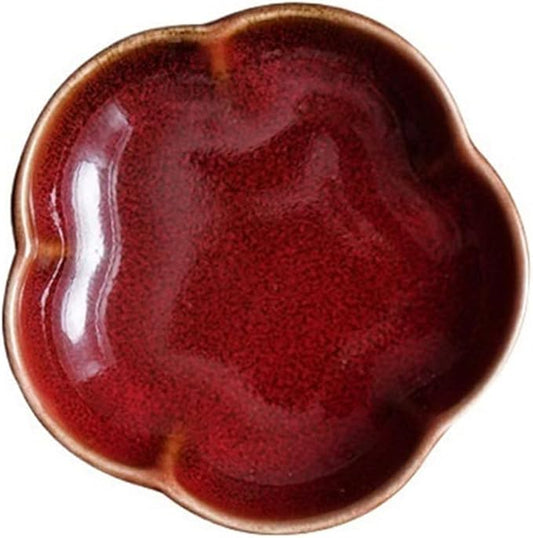 Sauce Dish Creative Plum Blossom Shape Plate Ceramic Tableware Household Dipping Sauce Dish Restaurant Barbecue Dipping Dish Snack Plate(E)