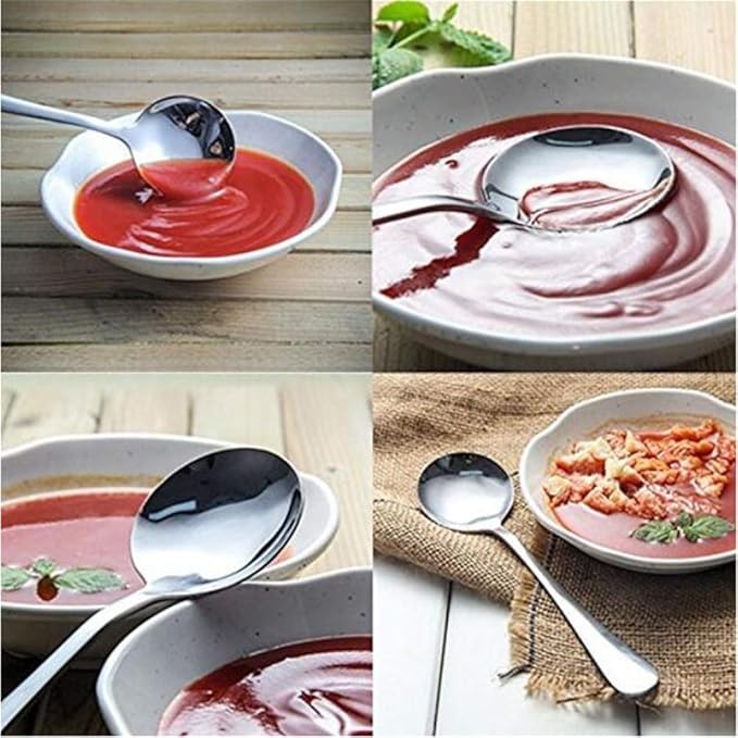HAPPY KIT Soup Spoons 50-Piece Premuim Stainless Steel Dinner Spoons for Enterprise, Restaurant, School, Durable Round Flatware Set