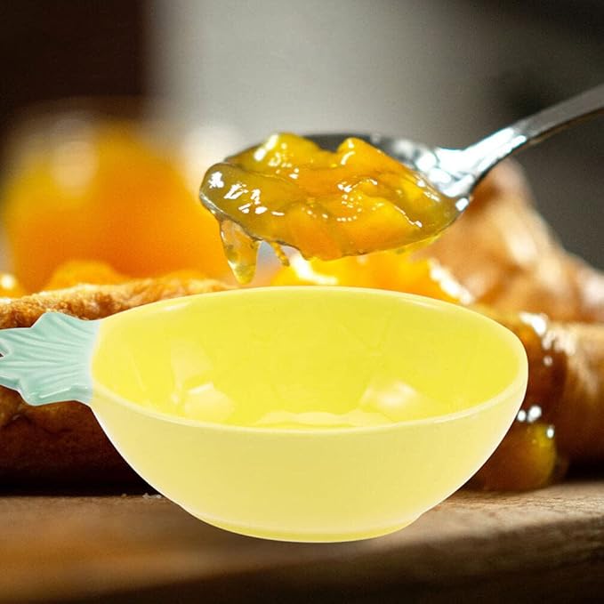 Kichvoe 3pcs Pineapple Plates Ceramic Soy Sauce Dishes Decorative Dessert Bowls Appetizer Plates for Hawaiian Tropical Luau Party Decors Yellow