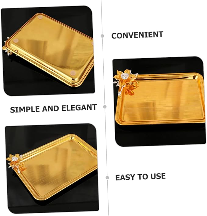 PRETYZOOM Decorative Metal Serving Tray for Snacks and Beverages Small Organizer for Parties Home and Restaurants Elegant Food Display and Storage