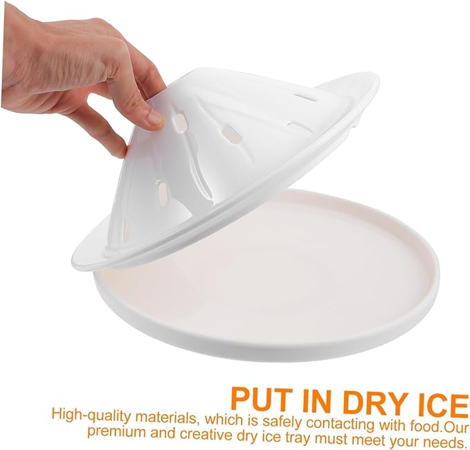 Cabilock Dry Ice Serving Plate Round Tray Smoke Effect Dishwasher Safe Food Presentation Dish for Restaurants and Catering for Parties and Events