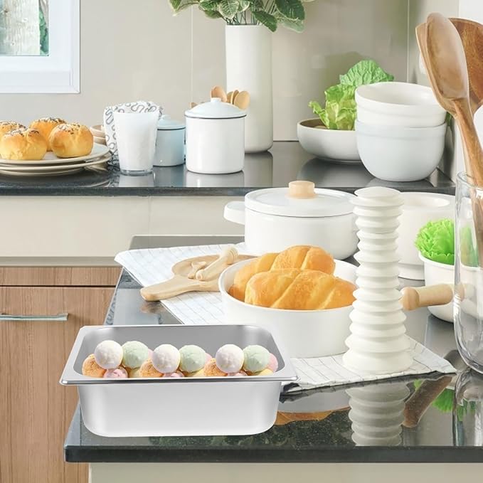 Catering Pans Square Basin 10cm Stainless Steel Canteen Basin Stainless Steel Buffet Foods Holder Pot Serving Tray for Buffet Plate Fruit Tray