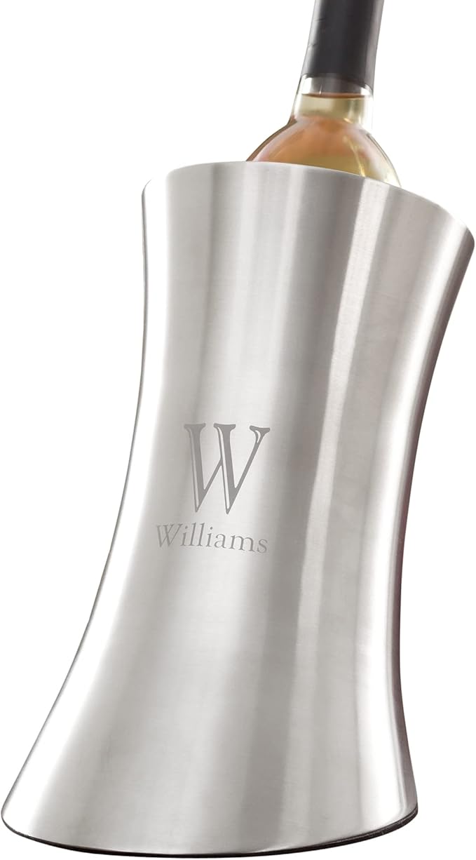 Personalization Universe Double-Walled Insulated Stainless Steel Wine Chiller with Custom Etched Monogram and Name, Perfect for Wine & Champagne, Great for Wedding, Housewarming, and Retirement Gifts