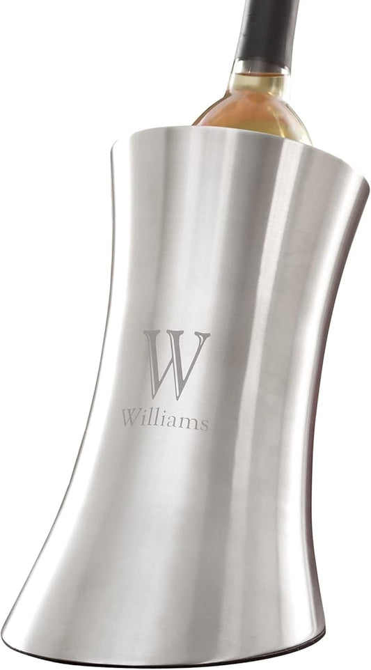 Personalization Universe Double-Walled Insulated Stainless Steel Wine Chiller with Custom Etched Monogram and Name, Perfect for Wine & Champagne, Great for Wedding, Housewarming, and Retirement Gifts