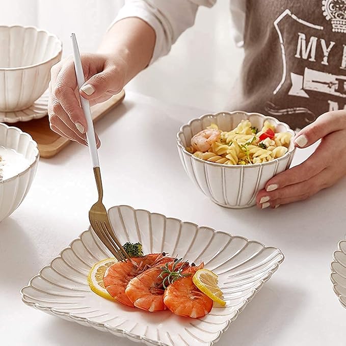 26 Pcs Dinnerware Sets, Porcelain Tableware Set with Plates and Bowls, White Ceramic Dinner Set for Home Kitchen and Dinning, Microwave and Dishwasher Safe, Service for 4/6,26Pcs/26Pcs