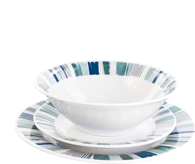 Gibson Home Orleans 12 Piece Round Ceramic Dinnerware Set in Blue