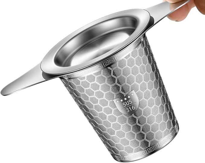2 Pack Stainless Steel Tea Infuser, SUS 316 Grade Strainers Fine Mesh, Hexagonal Mesh Pattern With Wide Rim Loose Leaf Tea Steeper