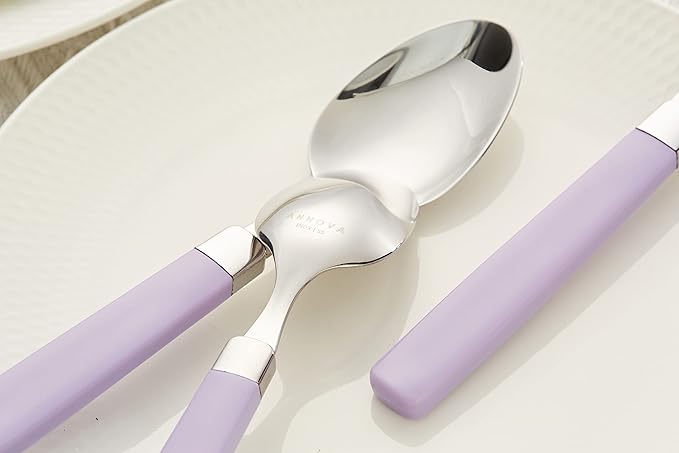 ANNOVA Silverware Set Stainless Steel Colorful Tableware Kitchen Flatware Set Utensils, Includes Dinner Knives, Forks, Spoons, Salad Forks & Dessert Spoons (Lilac, 20 Pieces)