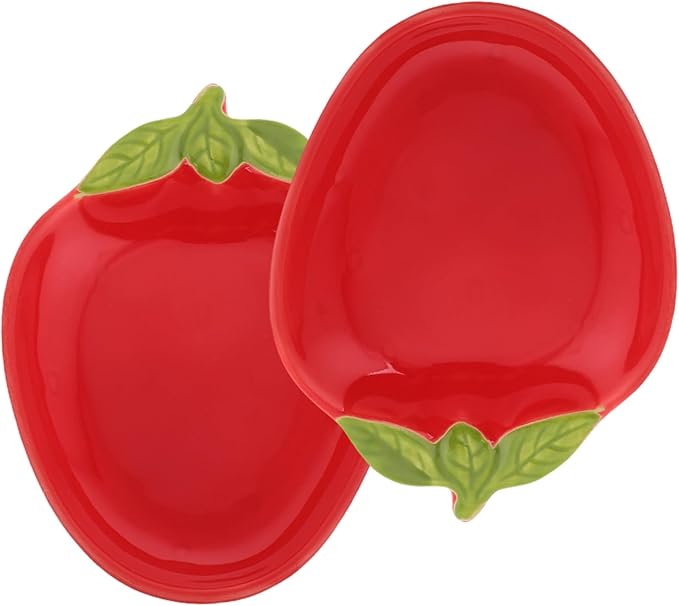 2pcs Ceramic Strawberry Appetizer Tray Creative Dish for Serving Sushi Snacks and Fruits for Dips Nuts and Candy Charming Dinnerware for Home and Events