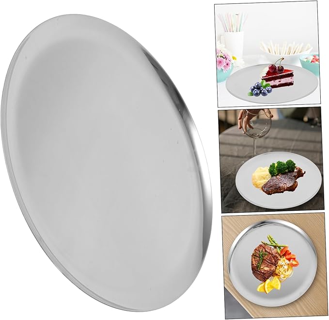Cabilock Stainless Steel Barbecue Plate Large Serving Platter Fruit Platter Tray for Parties Serving Tray