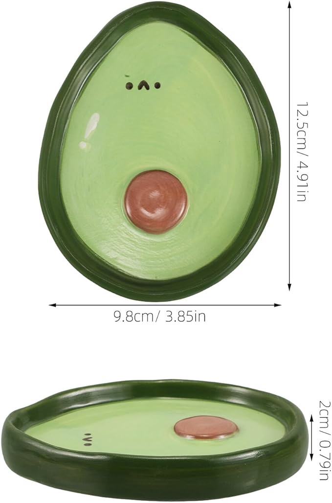 Cute 4-inch Avocado Ceramic Plate Small Fruit-shaped Dessert and Appetizer Dish for Home Use Reusable Hand-painted Snack and Dipping Tray