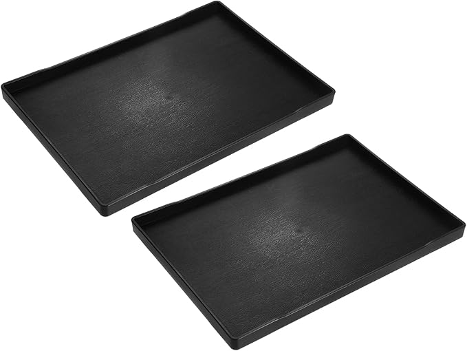 uxcell 2Pcs Serving Tray Small Black Mini Tray 9" x 13" Plastic Rectangular Wooden Serving Trays Decorative Ottoman Platter for Breakfast Kitchen Bathroom