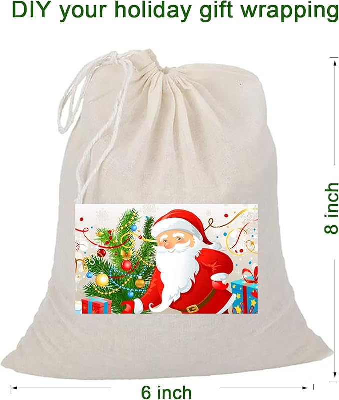 20 PCS Reusable Cotton Drawstring Muslin Bags, Natural Unbleached Cotton Cheesecloth Coffee Tea Brew Nut Milk Bags (6 x 8 inches)
