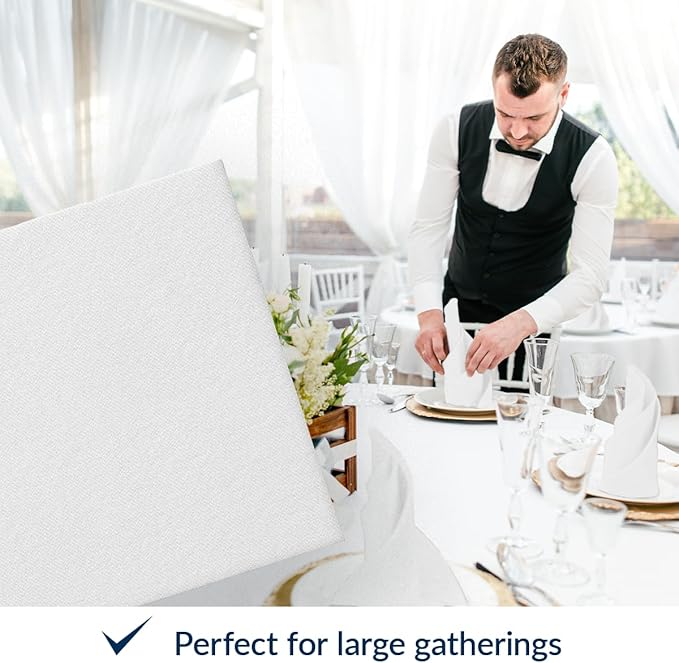 PAW - 50 Pieces White Linen-Feel Paper Napkins 16" x 16", Unicolor Disposable Cloth-Like Napkins, Bathroom Towels, Dinner Napkins for Birthday, Wedding, Party