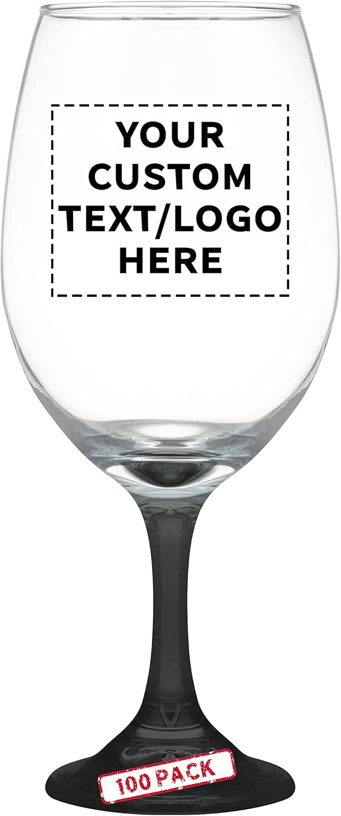 Custom Rioja Grand Wine Glasses 20.75 oz. Set of 100, Personalized Bulk Pack - Perfect for Hotel, Bar, Restaurant or Lounge - Black