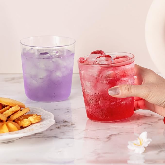 KAMMAK Drinking Glasses Set of 2, 12oz Water Glasses, Highball Glass Cups,Daliy Clear Glass for Cocktail, Juice, Tea, Iced Tea, Kitchen and Bar Glassware Gifts, Dishwasher Safe (06)
