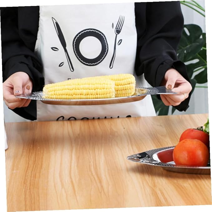 Cabilock 2pcs Stainless Steel Fish Tray Magnetic Base Steamed Fish Dishes for BBQ and Kitchen Silver Serving Plates for Seafood Cooking and Entertaining