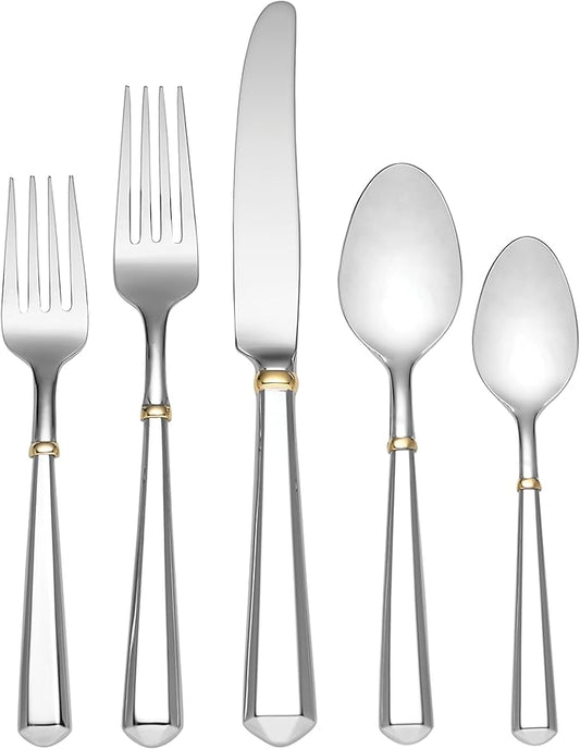 Kate Spade New York Todd Hill Gold 5-Piece Flatware Set, 0.85 LB, Metallic