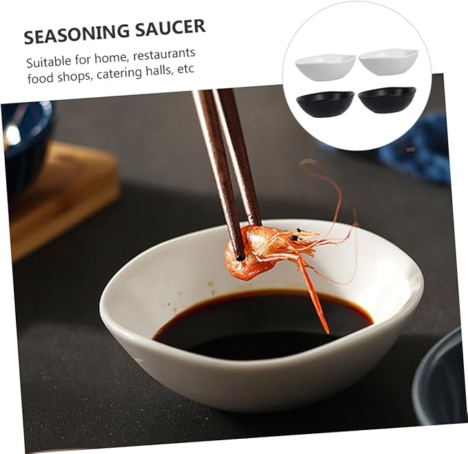 4pcs Ceramic Dipping Plates Mini Sauce Dishes for Appetizers Flavor Serving Tray Versatile Seasoning Dishware Set